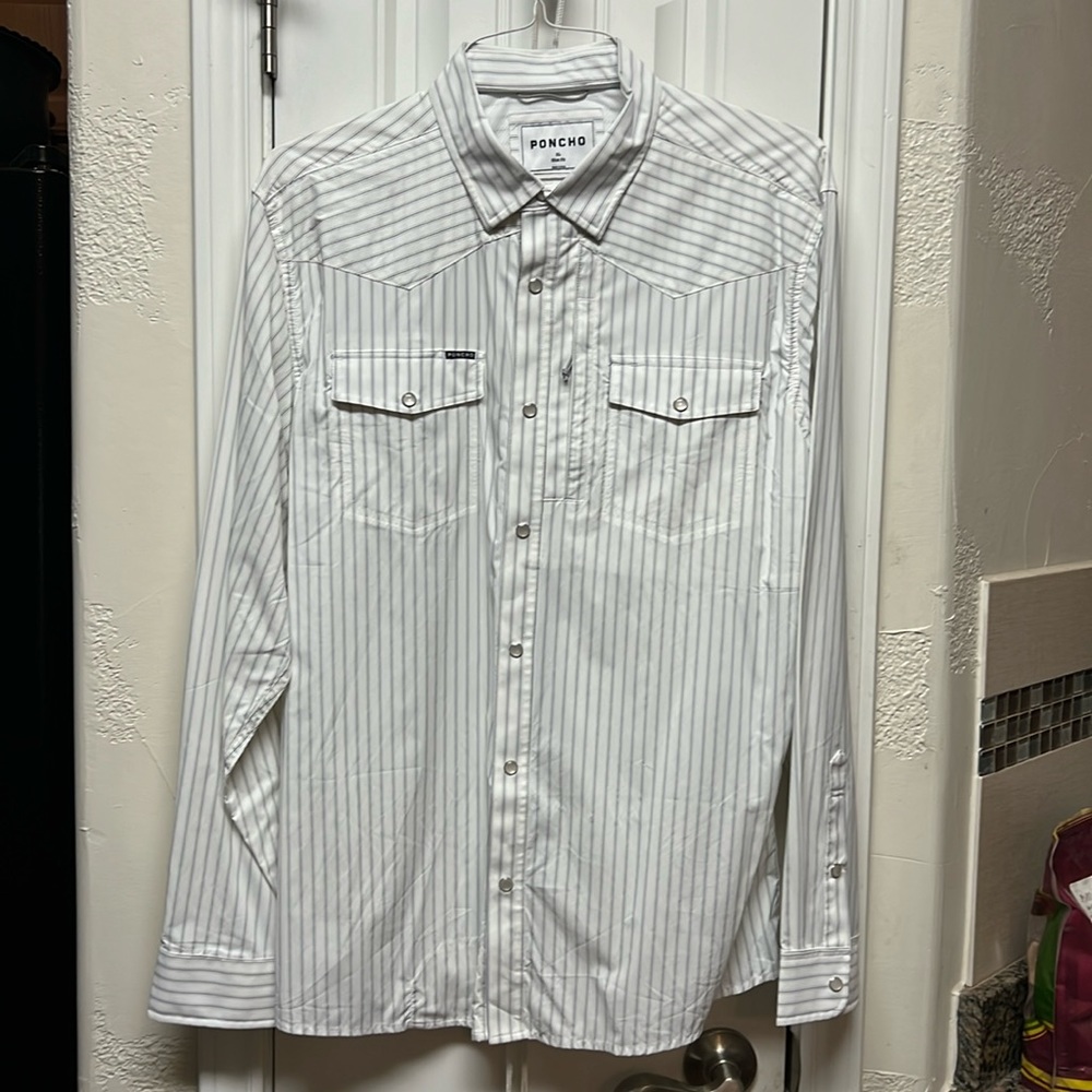 Poncho Pinstripe Western EUC XL Slim NWOT